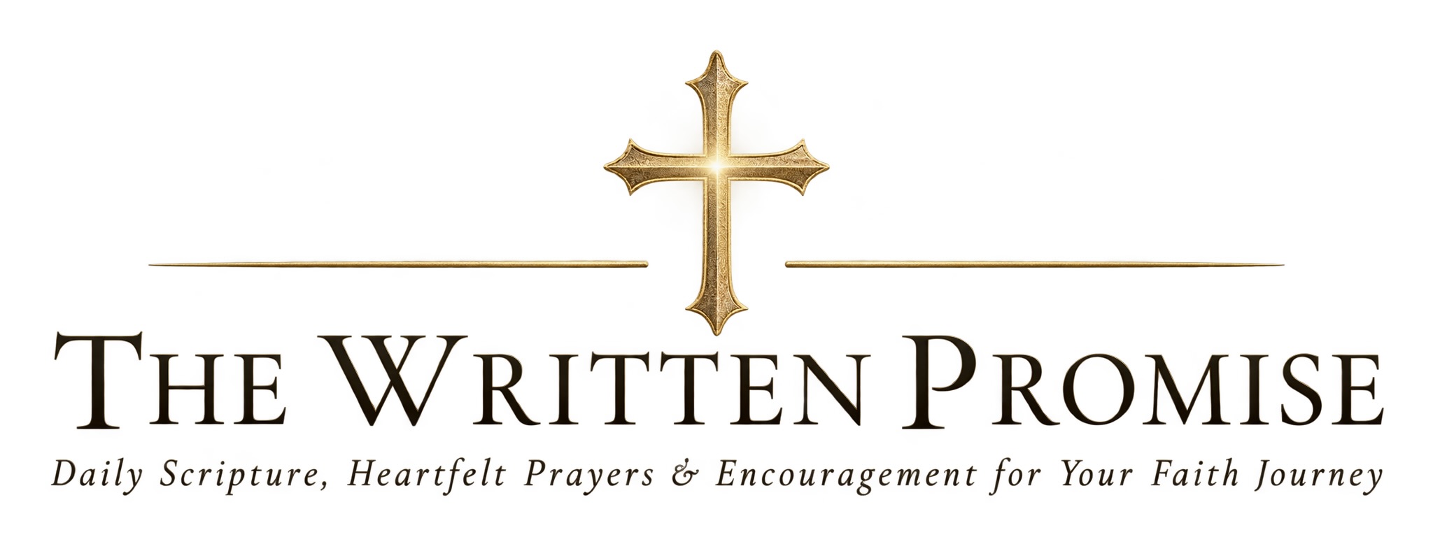 The Written Promise logo with a gold cross